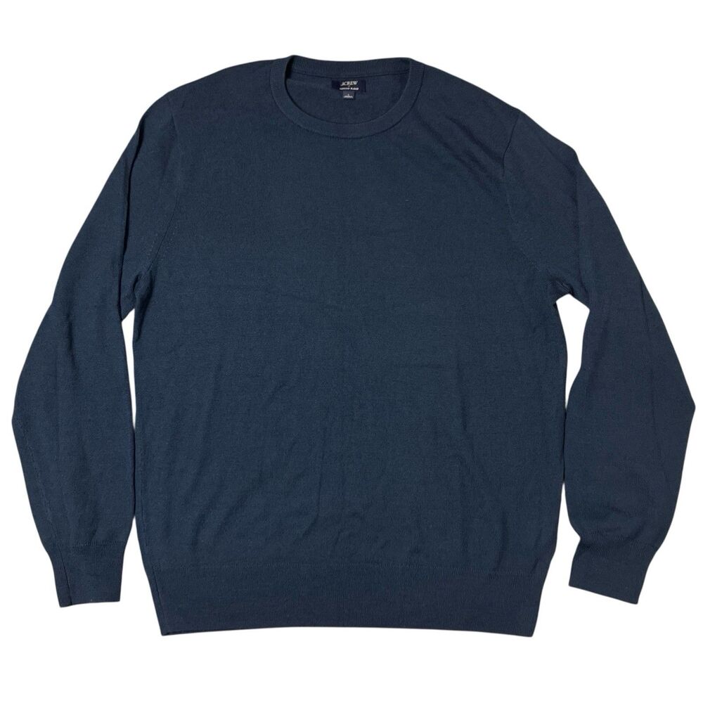 J Crew Merino Blend Sweater Mens L Blue Minimal Preppy Classic Crewneck CL440